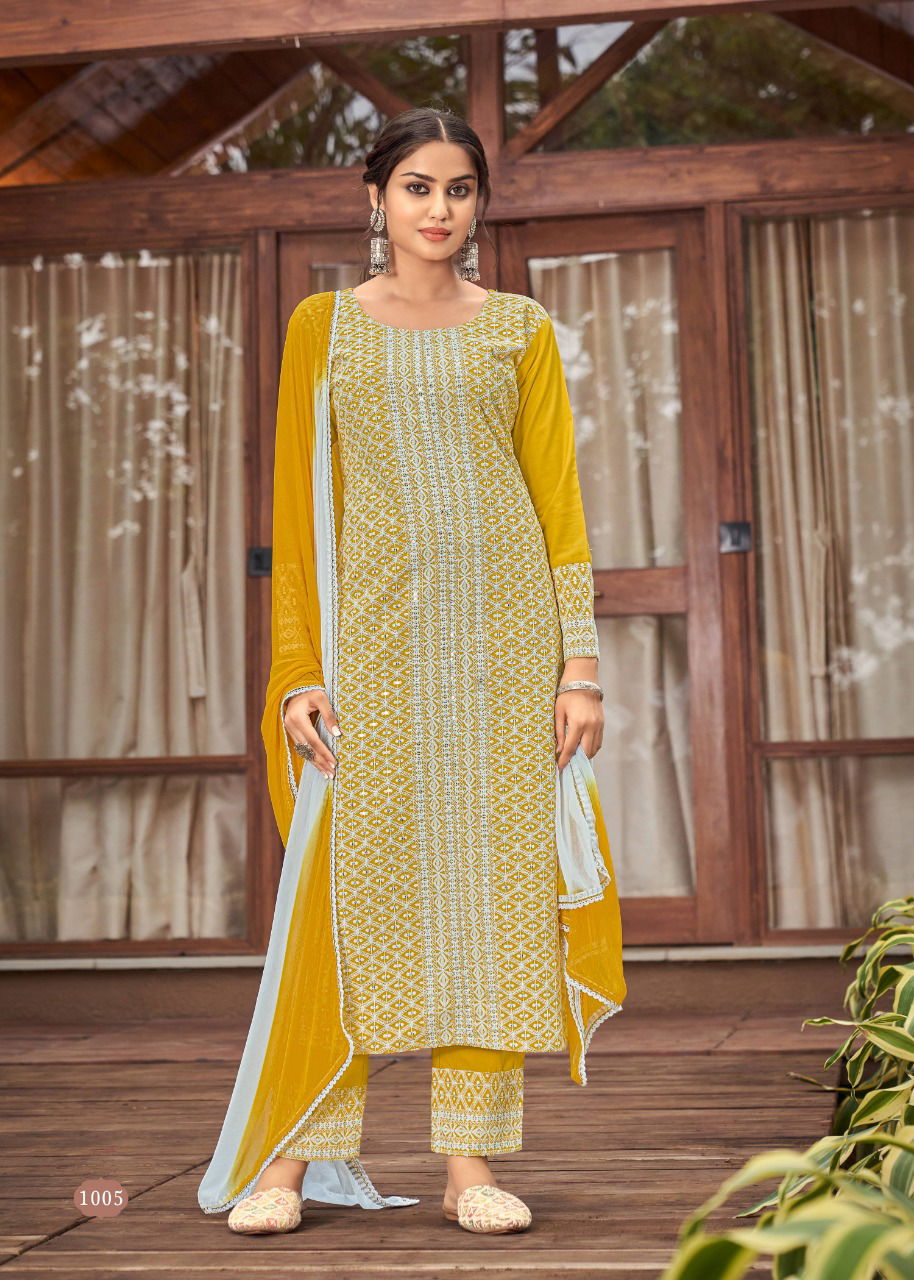Schiffli 2 Fancy Designer New Exclusive Wear Heavy Rayon Readymade Suit Collection
